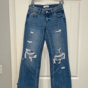 Flying Monkey Distressed Straight Leg Blue Jeans
